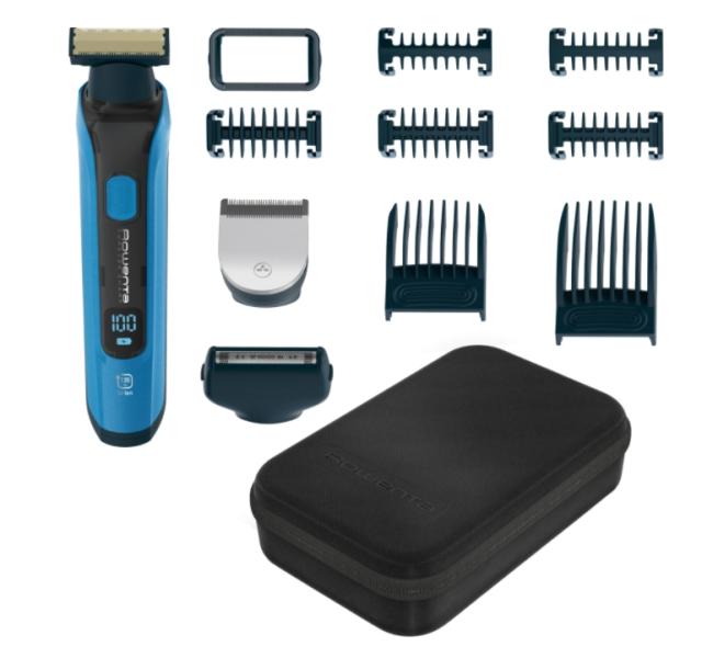 Тример Rowenta TN6200F4, Hybrid Forever Sharp Blue Expert, beard, cordless, waterproof 3-in-1, self-sharpening blades, 100% stainless steel, minimum cutting length 0.4mm, precision setting 1mm, beard blade size 32mm, 120min autonomy, charging time 1h