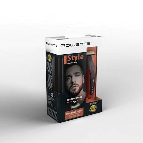 Тример Rowenta TN6040F4 Hybrid Forever Sharp Orange Style, beard, cordless, waterproof 3-in-1, self-sharpening blades, 100% stainless steel, minimum cutting length 0.4mm, precision setting 1mm, beard blade size 32mm, 120min autonomy, charging time 1h