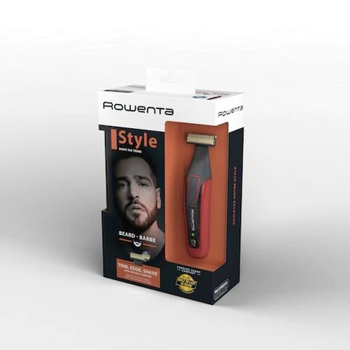 Тример Rowenta TN6040F4 Hybrid Forever Sharp Orange Style, beard, cordless, waterproof 3-in-1, self-sharpening blades, 100% stainless steel, minimum cutting length 0.4mm, precision setting 1mm, beard blade size 32mm, 120min autonomy, charging time 1h