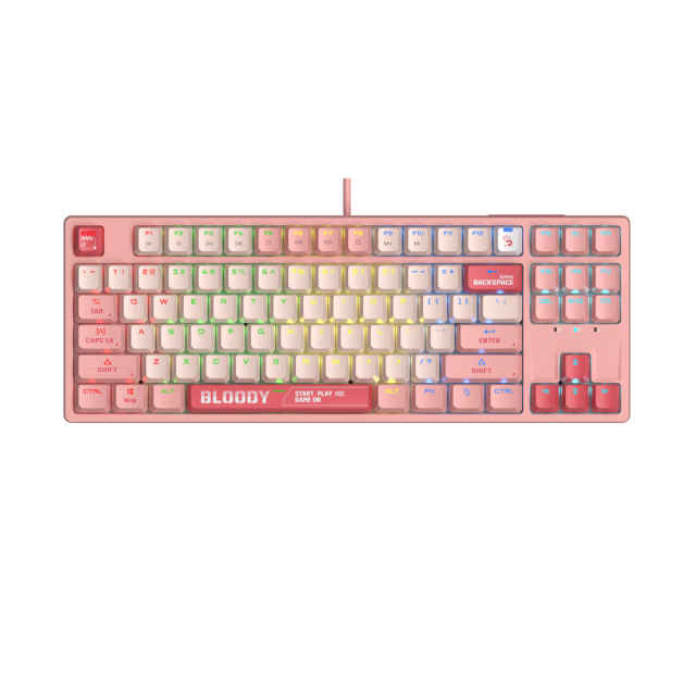 Клавиатура А4tech Bloody Energy Pink S87 BLMS TKL RGB Backlit, механична, red switch, USB