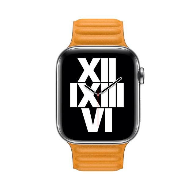 Каишка за часовник Apple Watch 44mm Band: California Poppy Leather Link - Small (Seasonal Fall 2020)