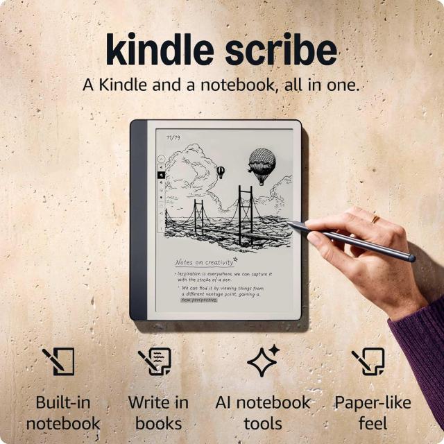 Електронна книга Amazon Kindle Scribe (2024), E-ink, Premium Pen,10.2" (25.91 cm) 300 ppi, MediaTek MT8113, 2GB RAM, 64GB Flash памет, Bluetooth, Wi-Fi, USB Type-C