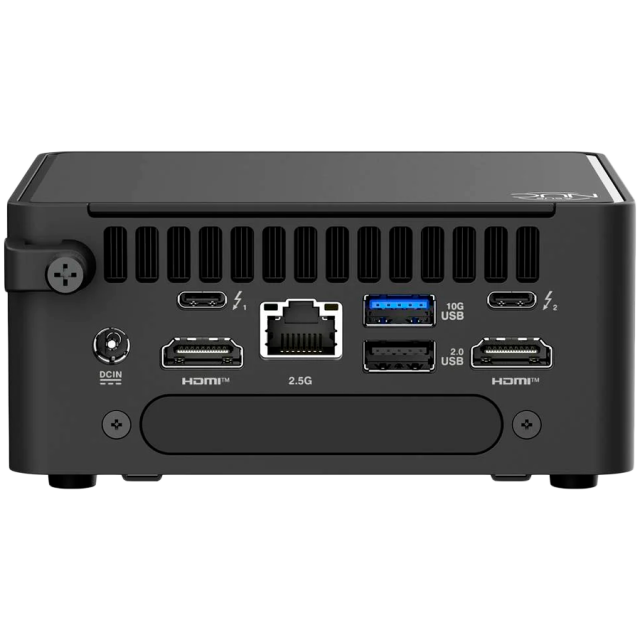 Kомпютър ASUS NUC 15 Pro, RNUC15CRHI30000, Intel Core Ultra 3 100U 6C (1.2/4.7GHz, 10MB Cache), Intel Arc Graphics, 2x SO-DIMM DDR5, 2x M.2 NVMe SSD slots, 2.5GbE LAN, Wi-Fi 7, Bluetooth V5.4, Kit
