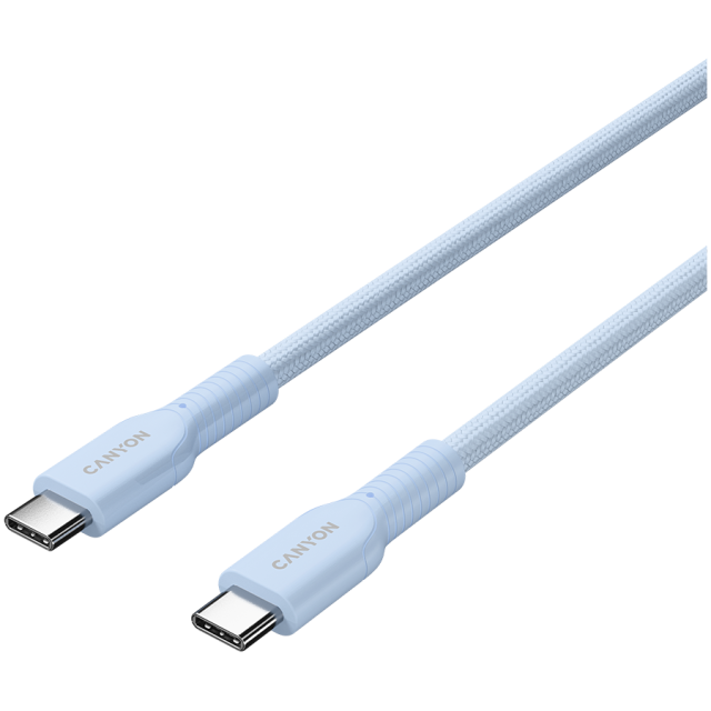 Кабел CANYON OnWire 60CL 1m, 60W COLOR Braided, Light Blue