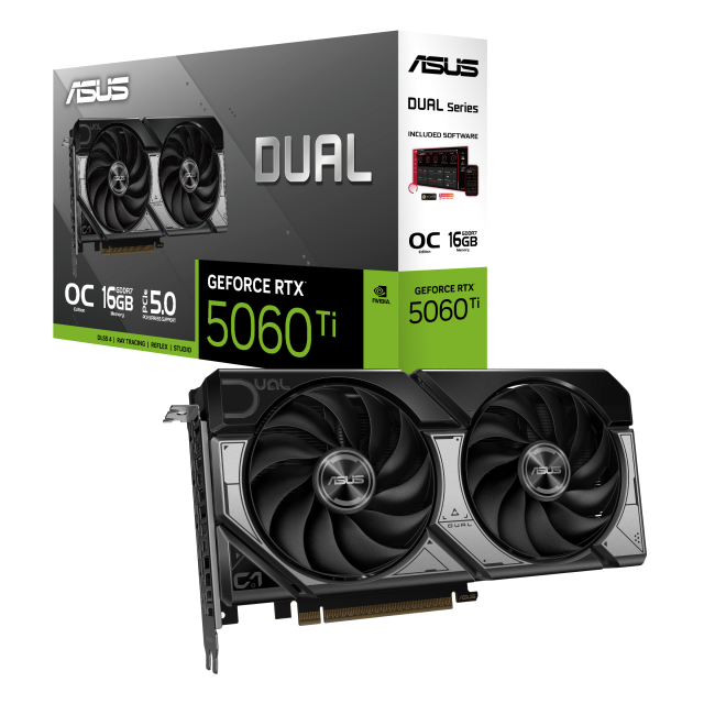 Видео карта ASUS DUAL RTX 5060 TI OC 16GB GDDR7, 128-bit, HDMI, DP