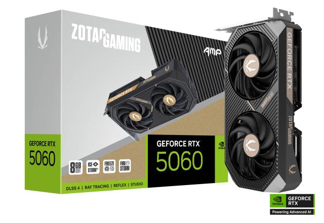 Видео карта ZOTAC GAMING RTX 5060 AMP 8GB GDDR7, 128-bit, HDMI, 3x DP