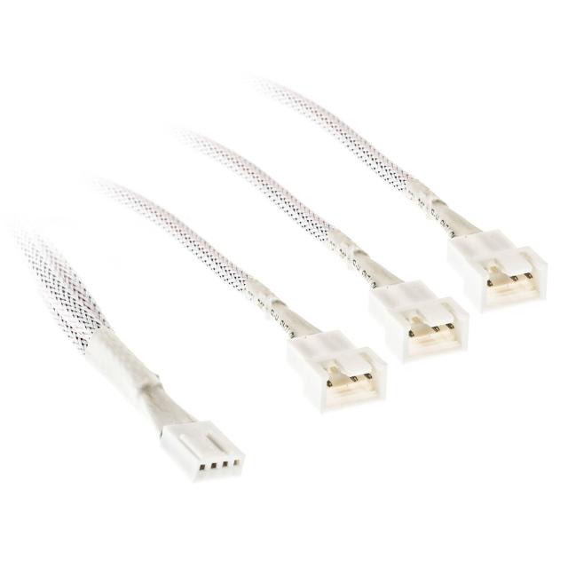 Кабел Kolink PWM 1-3 Сплитер - 35 cm, оплетен, Бял