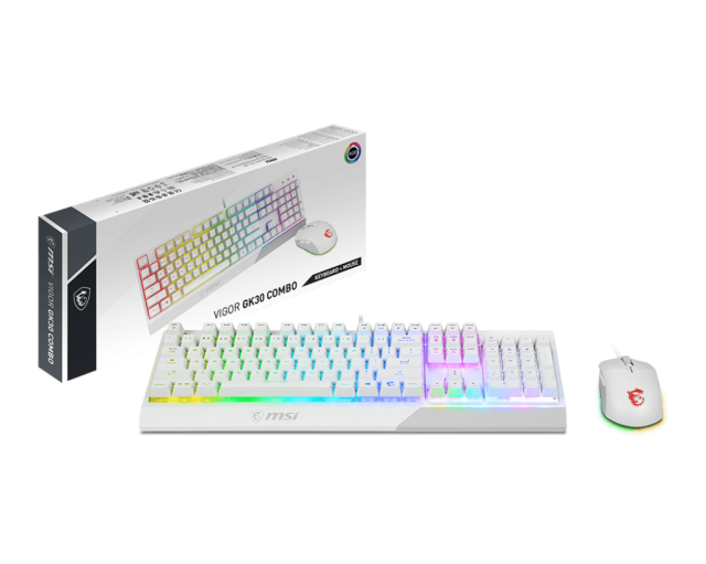 Геймърски комплект клавиатура и мишка MSI VIGOR GK30 COMBO, USB, WHITE