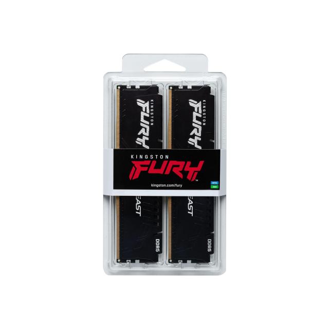Памет Kingston FURY Beast Black 64GB (2x32GB) DDR5 5200MHz, CL40, 1.25 V 