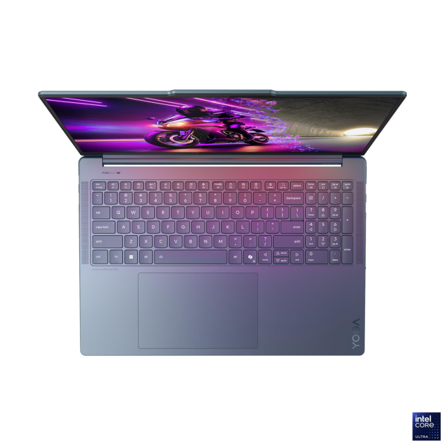 Лаптоп Lenovo Yoga Pro 9 16IAH10, Intel Core Ultra 9 285H 16C (2.7 / 5.4 GHz, 24MB Cache), 16.0" (40.64 cm) OLED PureSight Pro, NVIDIA RTX 5070 8GB GDDR7 DLSS 4, 64GB LPDDR5x, 2x 1 TB M.2 NVMe SSD, Windows 11 Home