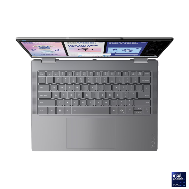 Лаптоп Lenovo Yoga 9 2-in-1 14ILL10, Intel Core Ultra 7 258V 8C (2.2/4.8GHz, 12MB Cache), 14.0" (35.56 cm) WQXGA+ OLED, 120Hz, Touchscreen, Intel Arc 140V, 32GB LPDDR5X, 1TB M.2 NVMe SSD, Windows 11 Home