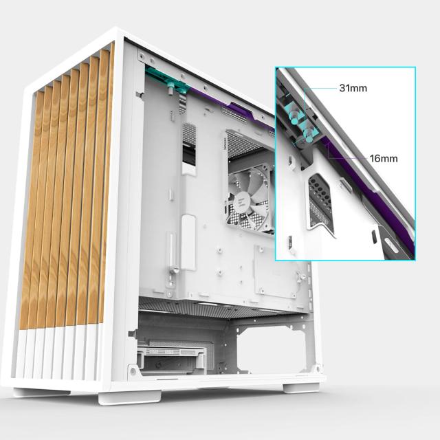 Кутия Zalman P10 NAMU White, Wood, Mini Tower, 1x USB 3.0, 1x USB Type-C, mATX / Mini-ITX