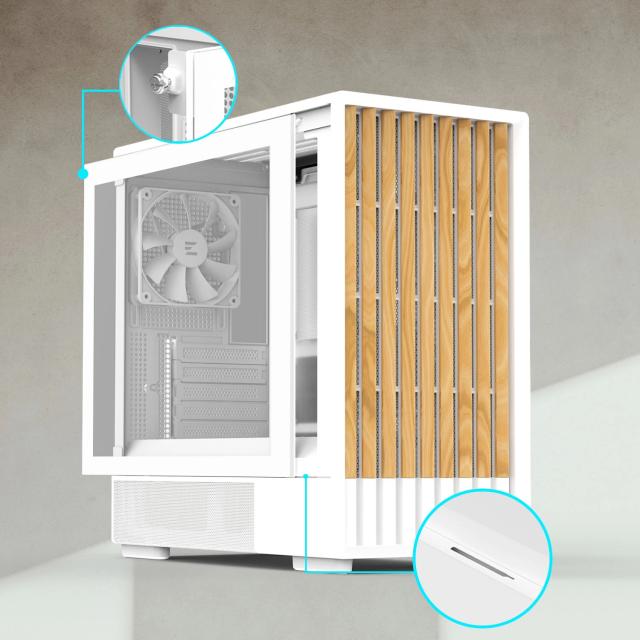 Кутия Zalman P10 NAMU White, Wood, Mini Tower, 1x USB 3.0, 1x USB Type-C, mATX / Mini-ITX