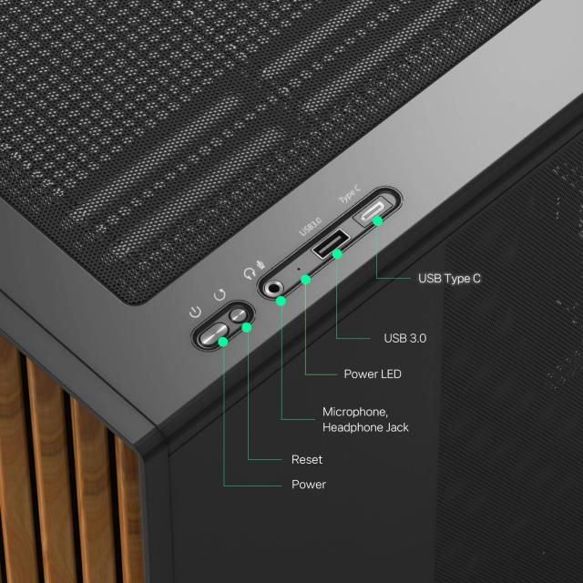 Кутия Zalman P10 NAMU Black, Wood, Mini Tower, 1x USB 3.0, 1x USB Type-C, mATX / Mini-ITX