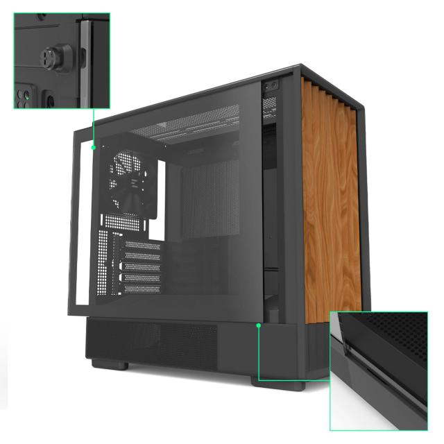 Кутия Zalman P10 NAMU Black, Wood, Mini Tower, 1x USB 3.0, 1x USB Type-C, mATX / Mini-ITX