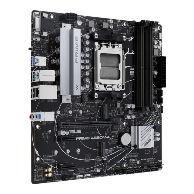 Дънна платка ASUS PRIME A620M-A-CSM, AM5, 4x DDR5, 2x M.2, 4x SATA 6Gb/s, VGA, HDMI, DP, Micro ATX 