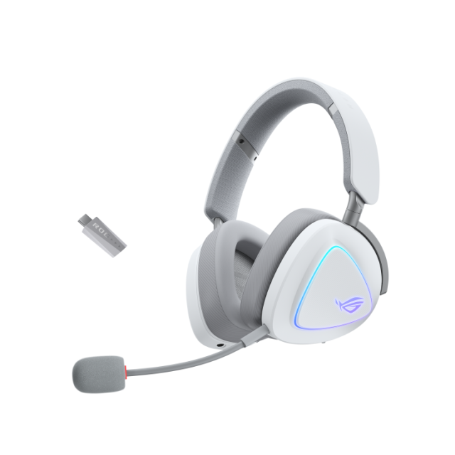 Геймърски безжични ASUS ROG Delta II White, Aura Sync RGB, Bluetooth / Wireless/ 1 x 3.5 мм жак / USB Type-C