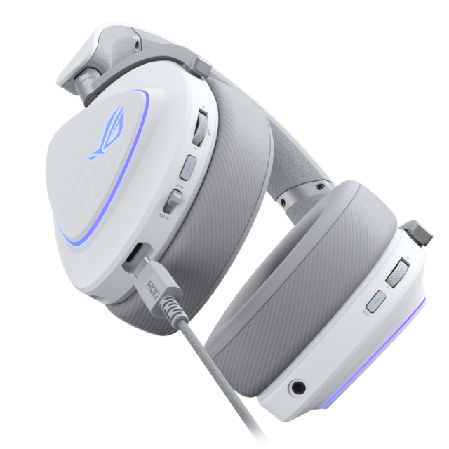 Геймърски безжични ASUS ROG Delta II White, Aura Sync RGB, Bluetooth / Wireless/ 1 x 3.5 мм жак / USB Type-C