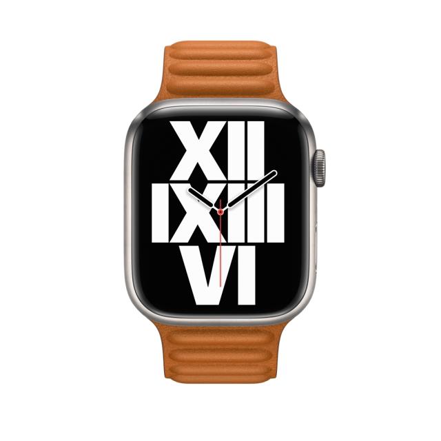 Каишка за часовник Apple Watch 45mm Golden Brown Leather Link - S/M