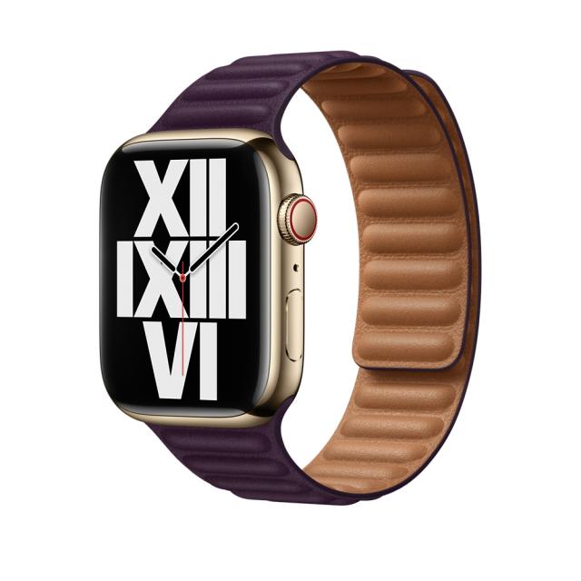 Каишка за часовник Apple Watch 45mm Dark Cherry Leather Link - S/M