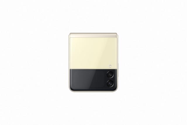 Мобилен телефон Samsung SM-F711 GALAXY Flip 3 5G 256 GB, Octa-Core (1x2.84 GHz, 3x2.42 GHz, 4x1.8 GHz), 8 GB RAM, 6.7" 1080x2640 120 Hz Dynamic AMOLED, HDR10+, 12.0 MP + 12.0 MP + 10.0 MP Selfie, 3300 mAh, Dual SIM, Cream