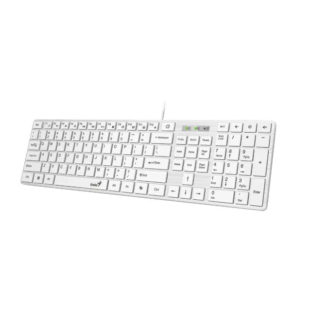 Клавиатура Genius SlimStar 126, ниско профилна, USB, White