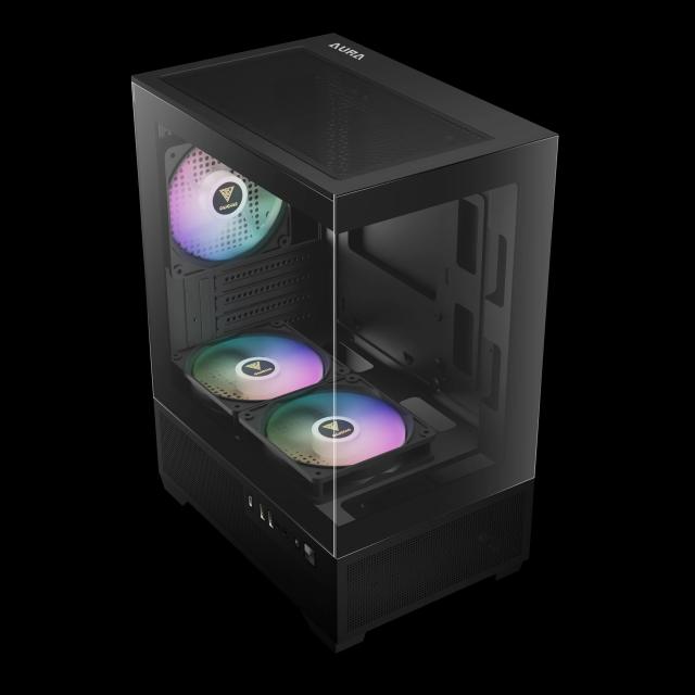 Кутия Gamdias AURA GC9M Elite, Mini Tower,  2x USB-A USB 2.0, 1x USB-C USB 3.1, 1x HD Audio, Micro ATX, Mini ITX