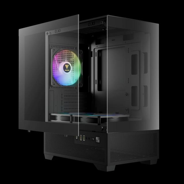 Кутия Gamdias AURA GC9M Elite, Mini Tower,  2x USB-A USB 2.0, 1x USB-C USB 3.1, 1x HD Audio, Micro ATX, Mini ITX