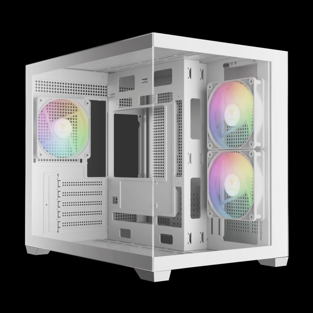 Кутия Gamdias AURA GC10M v2 White, Mini Tower, 1x USB-A USB 2.0, 1x USB-C USB 3.1, 1x HD Audio, Micro ATX, Mini ITX
