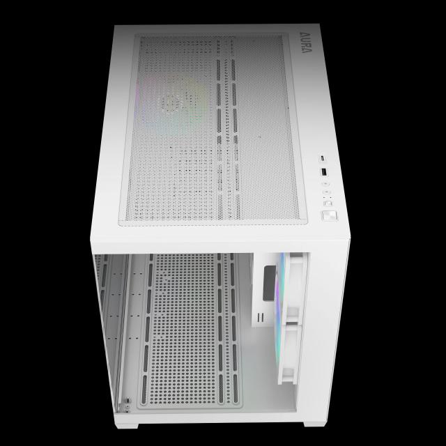 Кутия Gamdias AURA GC10M v2 White, Mini Tower, 1x USB-A USB 2.0, 1x USB-C USB 3.1, 1x HD Audio, Micro ATX, Mini ITX