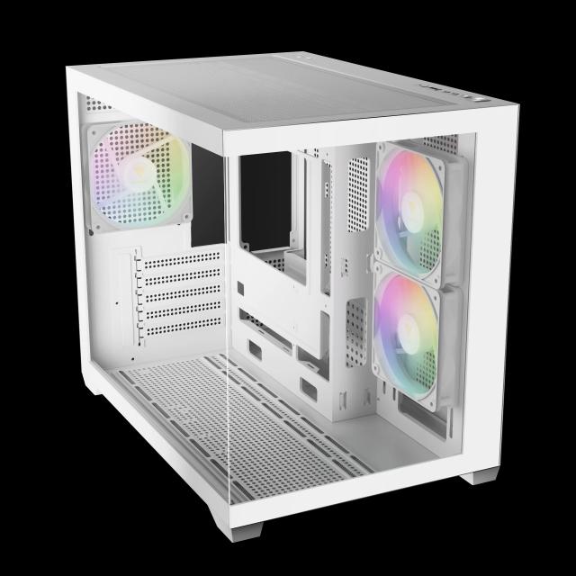 Кутия Gamdias AURA GC10M v2 White, Mini Tower, 1x USB-A USB 2.0, 1x USB-C USB 3.1, 1x HD Audio, Micro ATX, Mini ITX