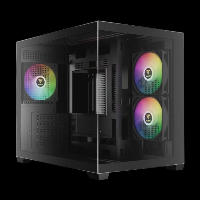 Кутия Gamdias AURA GC10M v2, Mini Tower, 1x USB-A USB 2.0, 1x USB-C USB 3.1, 1x HD Audio, Micro ATX, Mini ITX