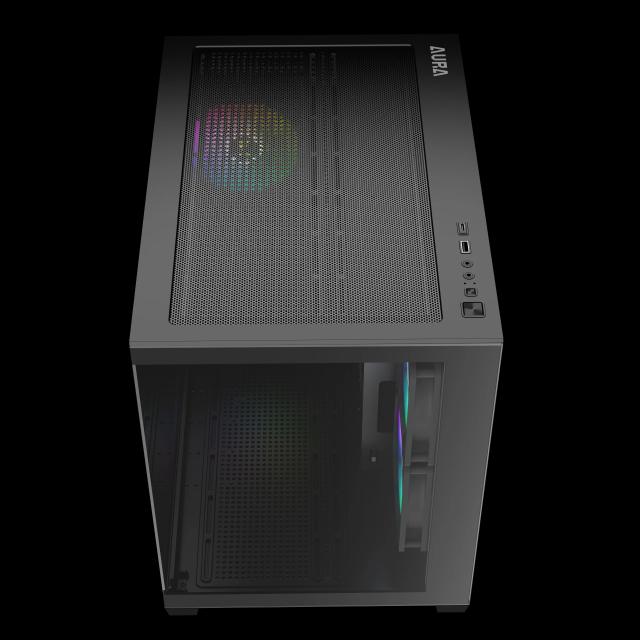 Кутия Gamdias AURA GC10M v2, Mini Tower, 1x USB-A USB 2.0, 1x USB-C USB 3.1, 1x HD Audio, Micro ATX, Mini ITX
