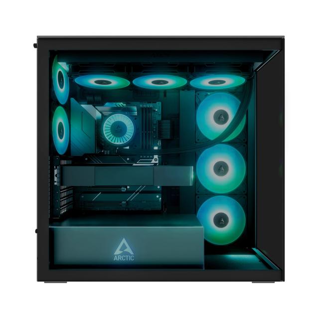 Кутия Arctic Xtender Black, Middle Tower, 1 x USB Type-C 3.2, 1 x USB 2.0, 1 x HD Audio, Mini-ITX / mATX / ATX / EATX