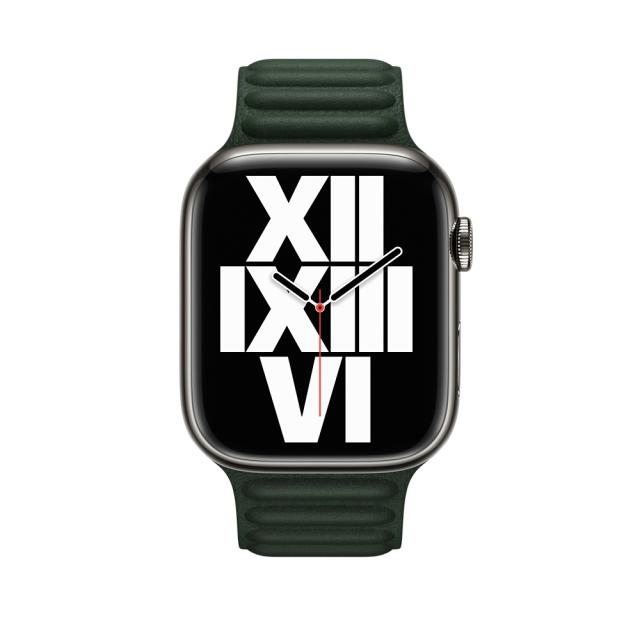 Каишка за часовник Apple Watch 45mm Sequoia Green Leather Link - M/L