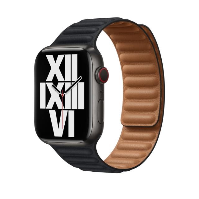 Каишка за часовник Apple Watch 45mm Midnight Leather Link - M/L