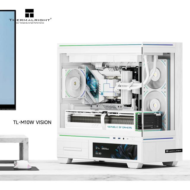 Кутия Thermalright TL-M10 White, 9.16" LCD Display, Mini Tower, 2x USB 3.0, 1x USB Tupe-C, 1x HD Audio, Micro ATX / Mini-ITX, бяла