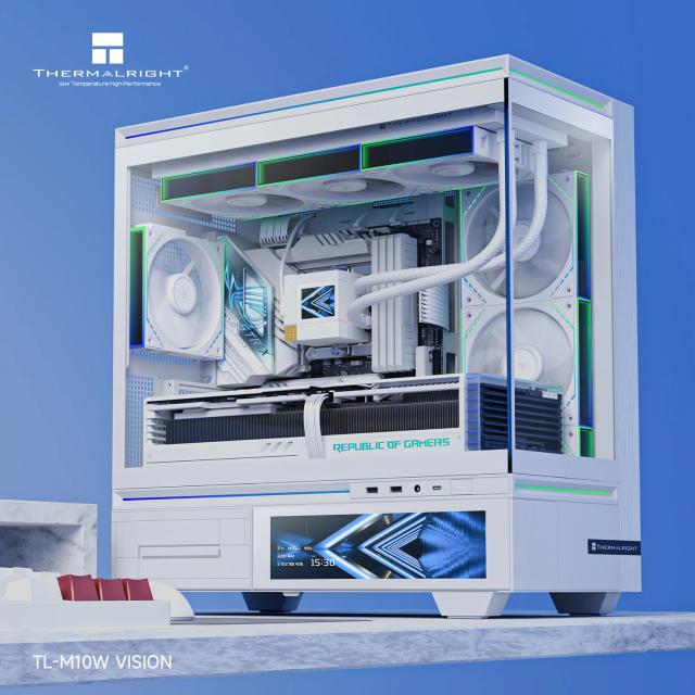 Кутия Thermalright TL-M10 White, 9.16" LCD Display, Mini Tower, 2x USB 3.0, 1x USB Tupe-C, 1x HD Audio, Micro ATX / Mini-ITX, бяла