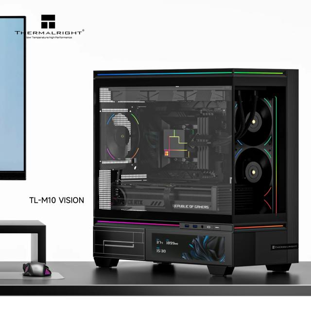 Кутия Thermalright TL-M10 Black, 9.16" LCD Display, Mini Tower, 2x USB 3.0, 1x USB Tupe-C, 1x HD Audio, Micro ATX / Mini-ITX, черна