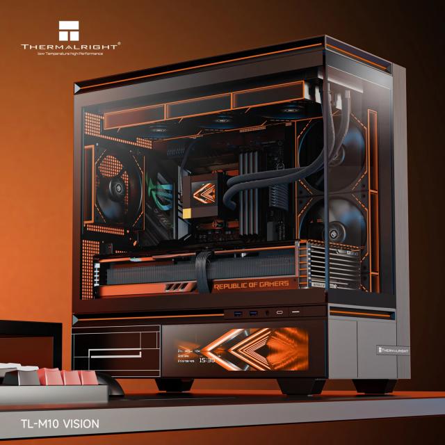 Кутия Thermalright TL-M10 Black, 9.16" LCD Display, Mini Tower, 2x USB 3.0, 1x USB Tupe-C, 1x HD Audio, Micro ATX / Mini-ITX, черна