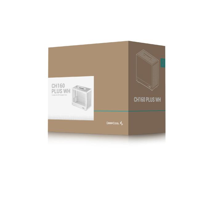 Кутия за компютър DeepCool CH160 PLUS WH, Mini Tower, 2 x USB 3.0, 1 x USB Type-C 3.2, 1 x HD Audio, mATX / Mini-ITX