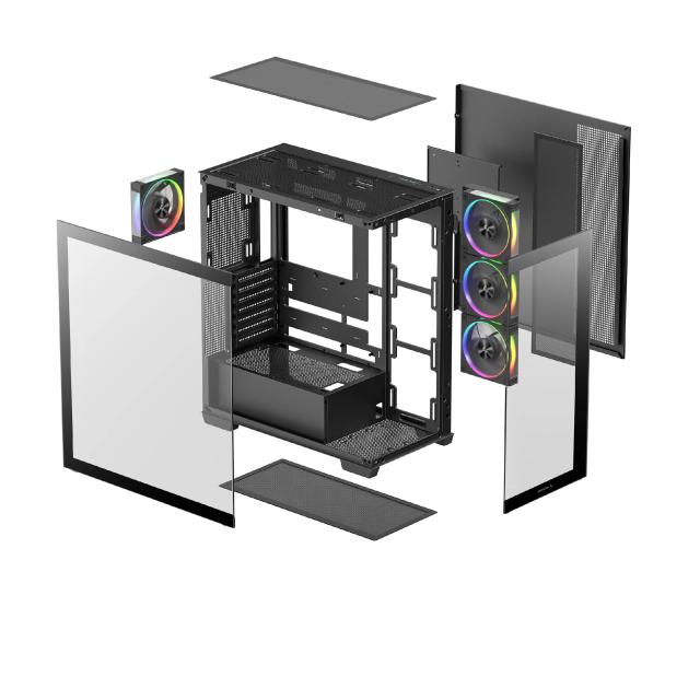 Кутия за компютър DeepCool CG580 4F V2, Middle Tower, 2 x USB 3.0, 1 x USB Type-C 3.2, 1 x HD Audio, ATX / mATX / Mini-ITX