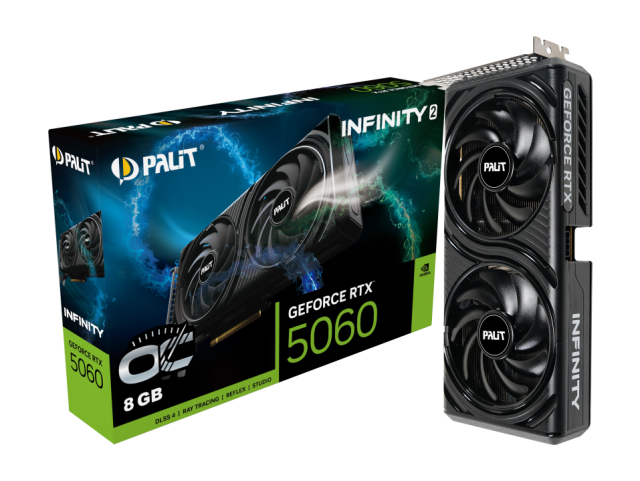 Видео карта Palit Infinity 2  Nvidia GF RTX 5060 OC 8GB GDDR7, 128-bit, PCI-E 5.0,, DisplayPort, HDMI