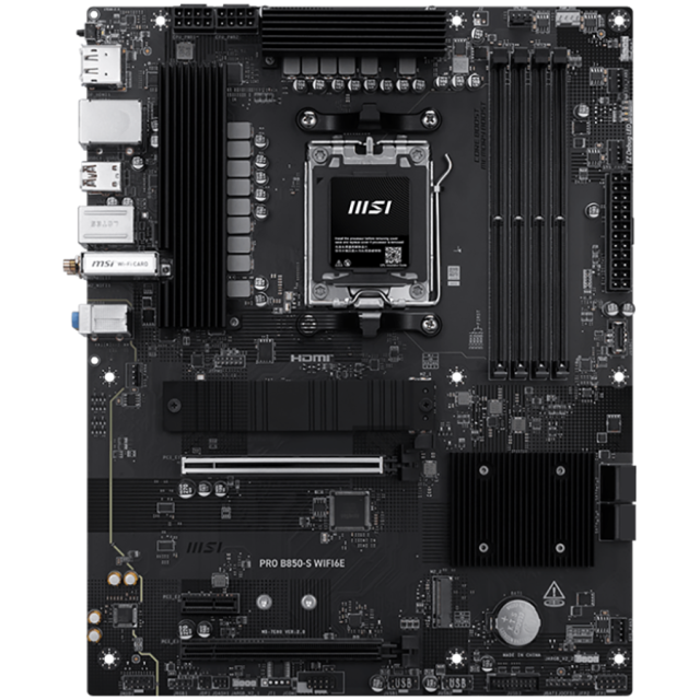 Дънна платка MSI PRO B850-S WIFI6E, AM5, 4 x DDR5, 2 x M.2, 4 x SATA, HDMI, DP, ATX