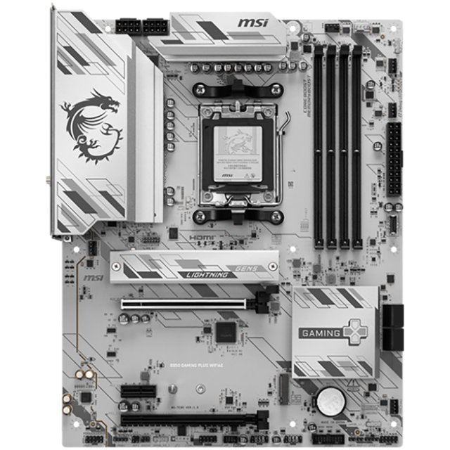 Дънна платка MSI B850 GAMING PLUS WIFI6E, AM5, 4 x DDR5, 2 x M.2, 4 x SATA, HDMI, DP, ATX
