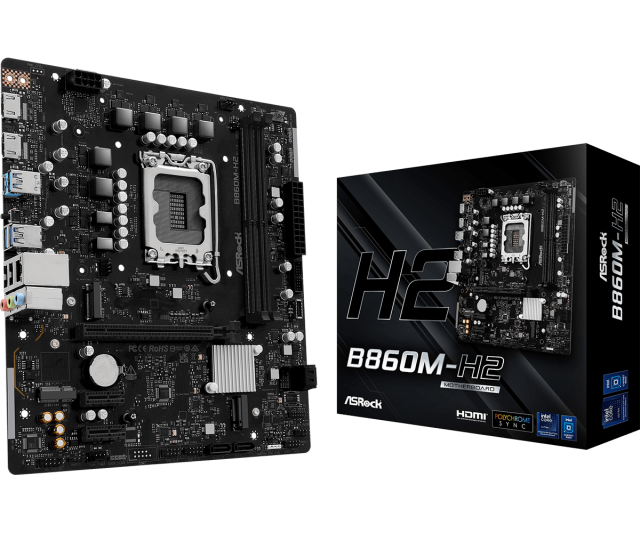 Дънна платка ASRock B860M-H2, LGA1851, 2x DDR5, 2x M.2, 4x SATA 6Gb/s, 2 x HDMI, mATX