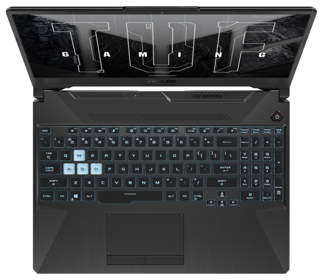 Лаптоп ASUS TUF Gaming A15 FA506NCG-HN185, AMD Ryzen 7 7445HS 6C (3.2 / 3.55 GHz, 16MB Cache), 15.6'' (39.62 cm) FHD IPS, 144Hz, NVIDIA GF RTX 3050 4GB GDDR6, 16GB DDR5, 512GB M.2 NVMe SSD, Free DOS