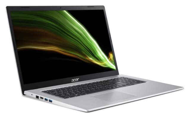 Лаптоп Acer Aspire 3, A317-53-54UM, Intel Core i5-1135G7(2.40GHz up to 4.20GHz, 8MB), 17.3'' FHD IPS, 2*4 GB DDR4, AG, HD Cam&Mic, 512GB PCIe SSD, Intel UMA, 802.11ac + BT, No OS, Silver