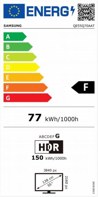Телевизор Samsung 55" 55Q70A QLED FLAT, SMART, 3400 PQI, Dual LED, Quantum HDR, HDR 10+, Dolby Digital Plus, Bixby, Bluetooth, 4xHDMI, 2xUSB, Frameless, Tizen, Black