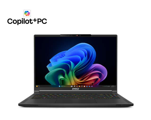 Лаптоп MSI Stealth A16 AI+ A3XVFG, AMD Ryzen AI 9 HX 370 12C (2.0 / 5.1 GHz, 36MB Cache), 16.0" (40.64 cm) WQXGA OLED, 240Hz, NVIDIA GF RTX4060 8GB GDDR6, 32GB LPDDR5X, 1TB M.2 NVMe SSD, Windows 11 Home